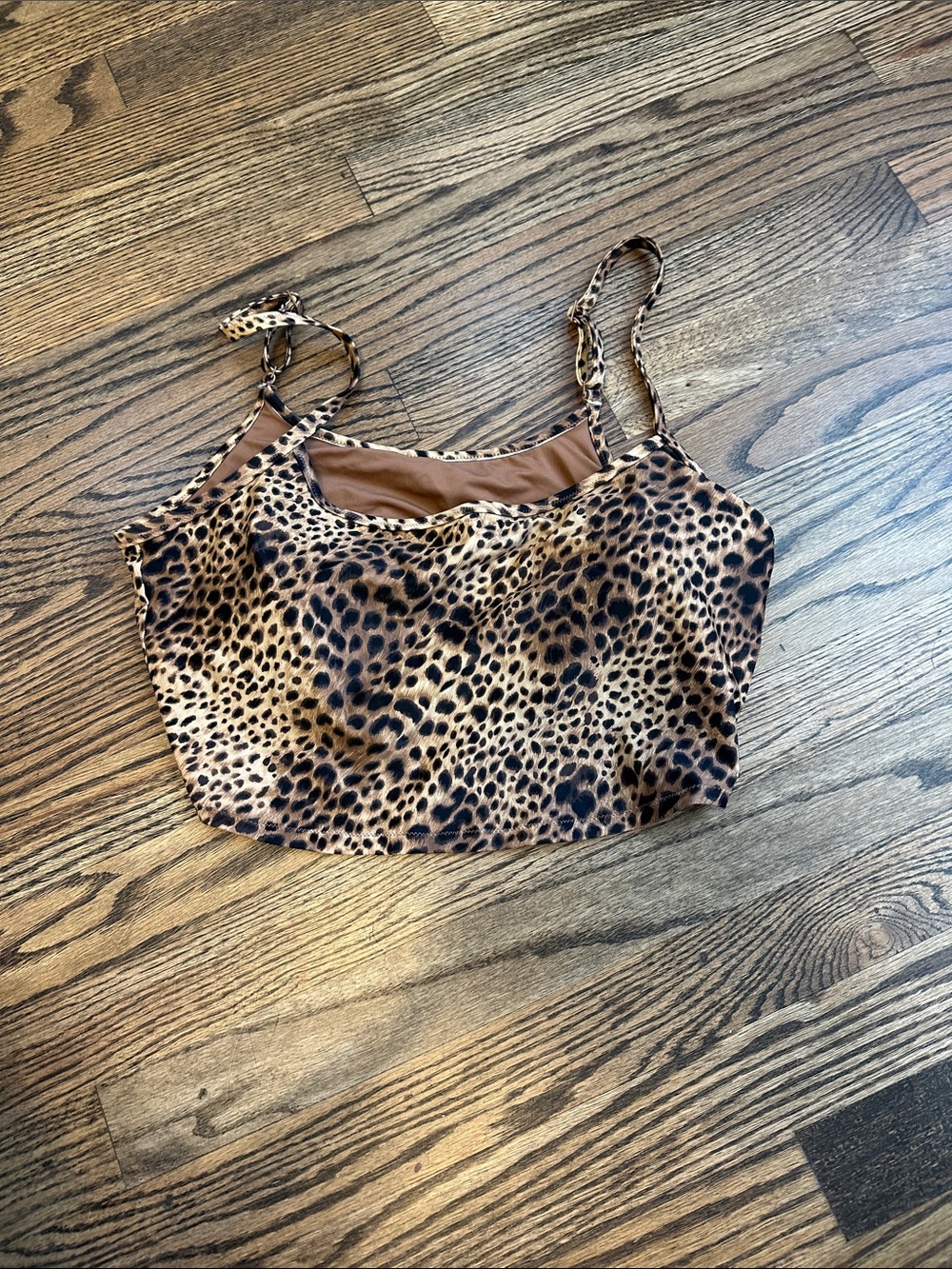 aerie Leopard Print Swim Cami - Brown/Tan